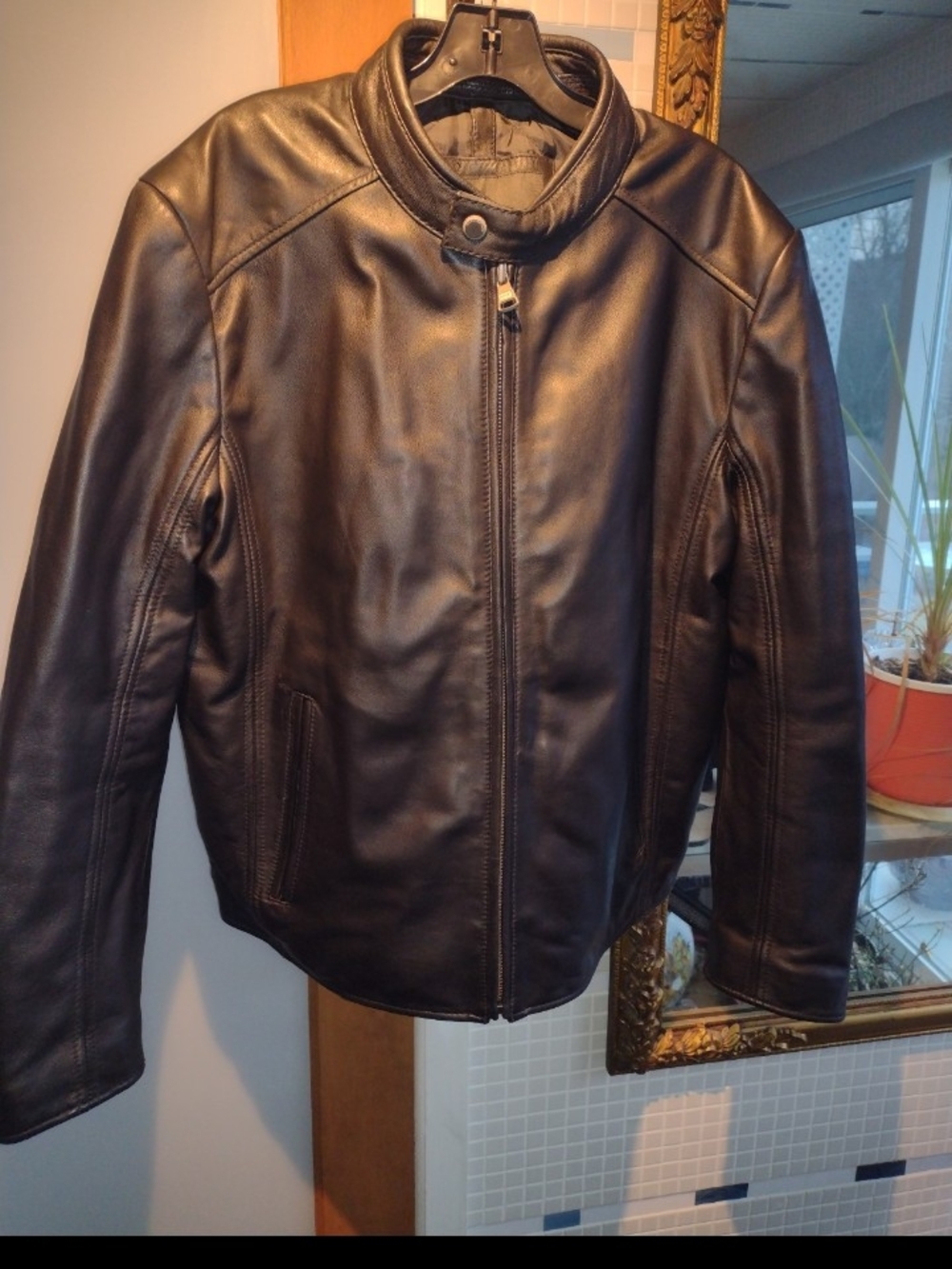 Marc New York Men's Black Leather Bomber Jacket